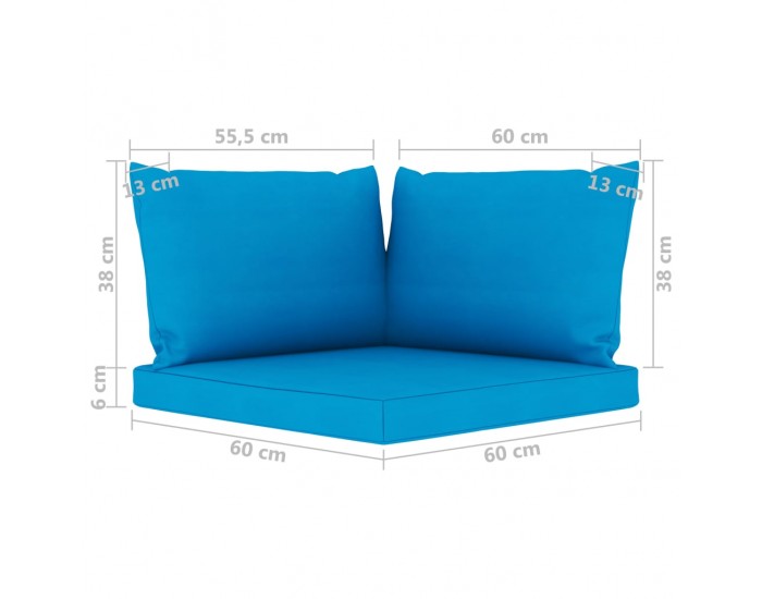 Sonata Палетни възглавници за диван, 3 бр, светлосини, текстил