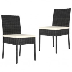 Sonata Градински трапезни столове, 2 бр, полиратан, черни - Градина