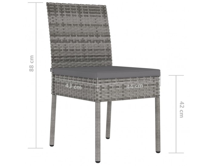 Sonata Градински трапезни столове, 4 бр, полиратан, сиви