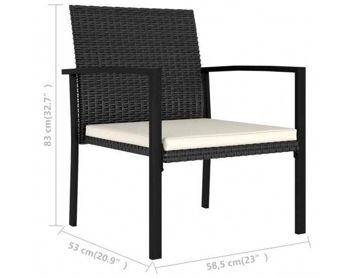 Sonata Градински трапезни столове, 2 бр, полиратан, черни