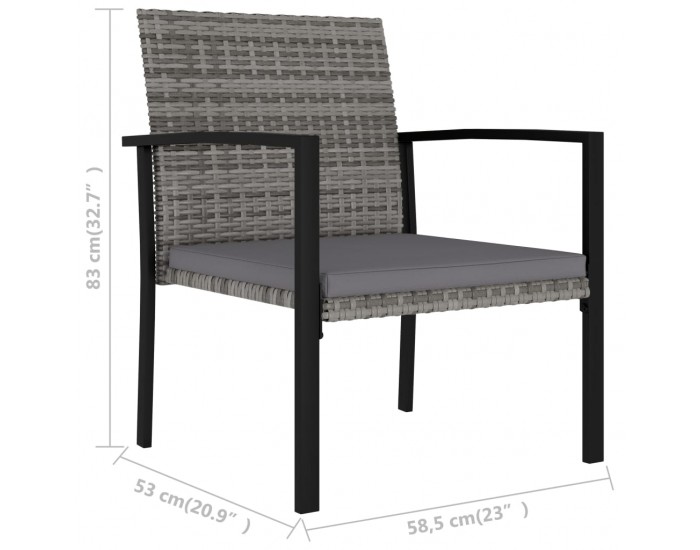 Sonata Градински трапезни столове, 2 бр, полиратан, сиви Sonata Градински трапезни столове, 2 бр, полиратан, сиви