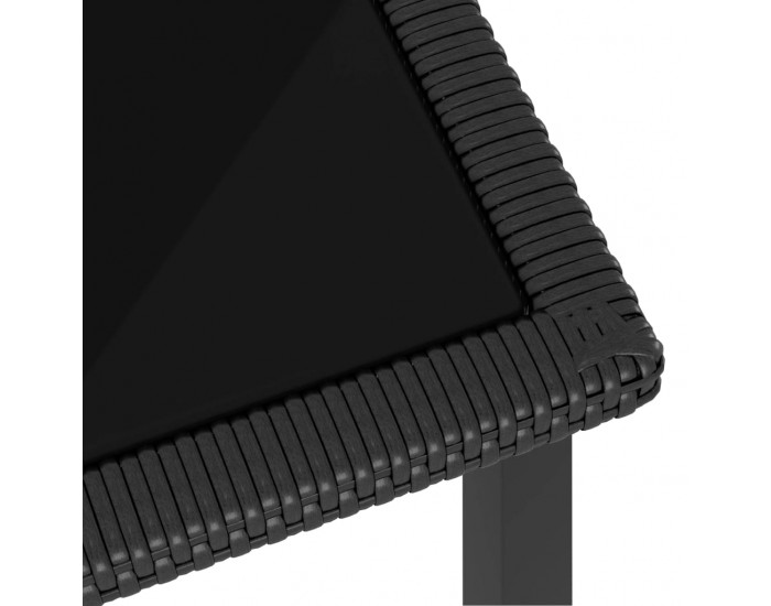 Sonata Градинска трапезна маса, черна, 70x70x73 см, полиратан