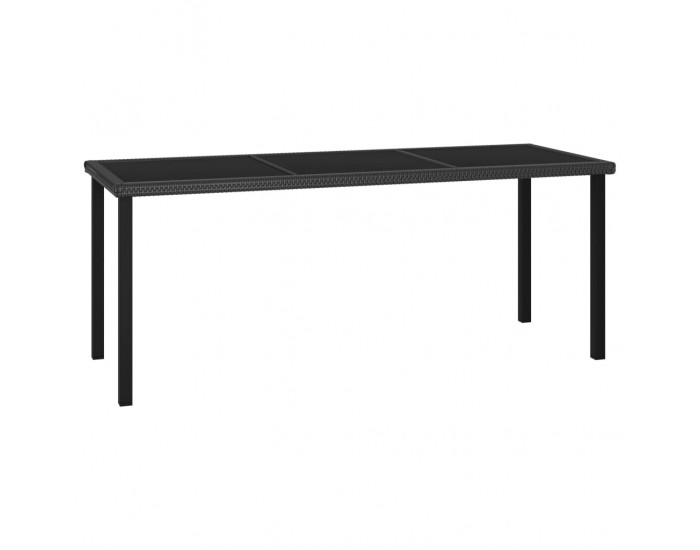 Sonata Градинска трапезна маса, черна, 180x70x73 см, полиратан