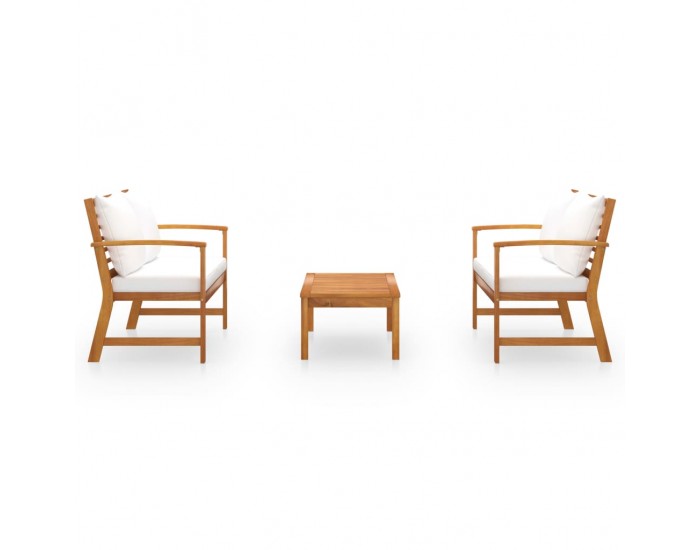 Sonata Градински лаундж комплект с възглавници, 3 части, акация масив