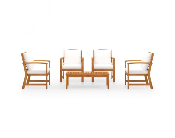 Sonata Градински лаундж комплект с възглавници, 5 части, акация масив