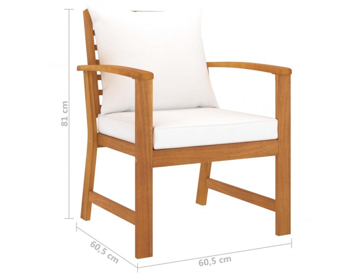 Sonata Градински лаундж комплект с възглавници, 5 части, акация масив