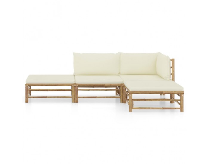 Sonata Градински лаундж комплект кремави възглавници 4 части бамбук Sonata Градински лаундж комплект кремави възглавници 4 части бамбук