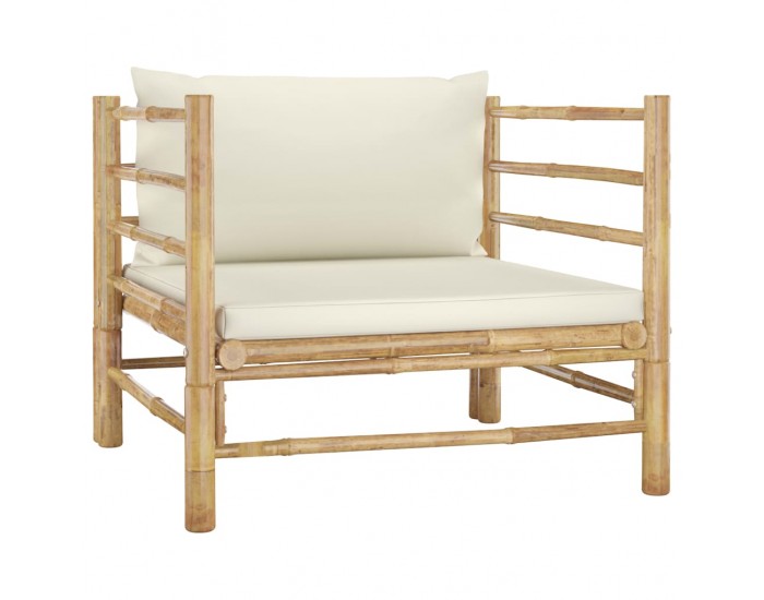 Sonata Градински лаундж комплект кремави възглавници 12 части бамбук