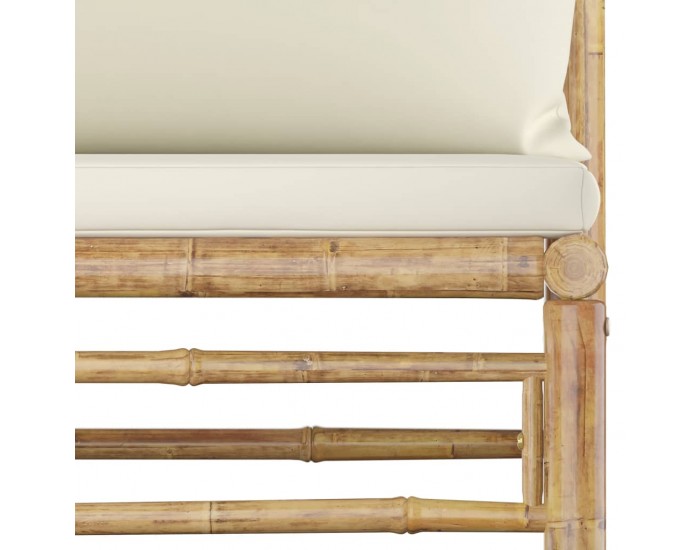 Sonata Градински лаундж комплект 4 части кремави възглавници бамбук