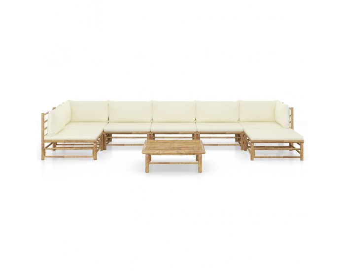 Sonata Градински лаундж комплект кремави възглавници 8 части бамбук