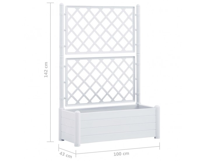 Sonata Градински сандък с пергола, 100x43x142 см, РР, бял
