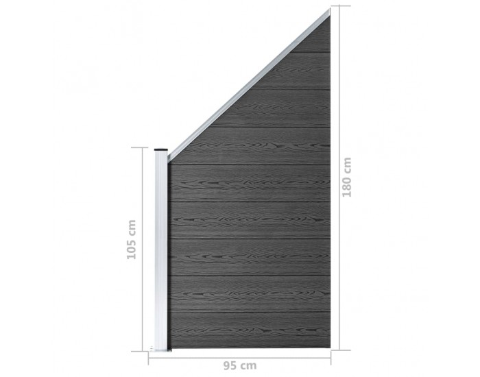 Sonata Ограден панел, WPC, 95x(105-180) см, черен