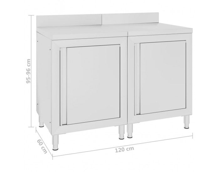 Sonata Търговска работна маса с шкаф 120x60x96 см неръждаема стомана