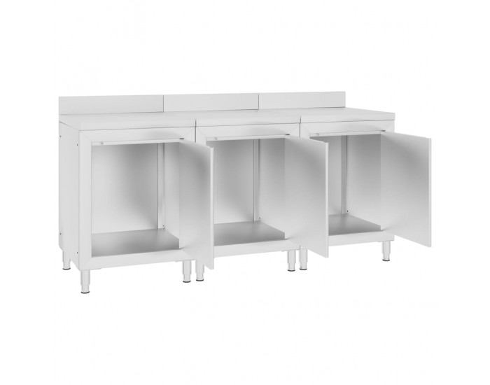 Sonata Търговска работна маса с шкаф 180x60x96 см неръждаема стомана