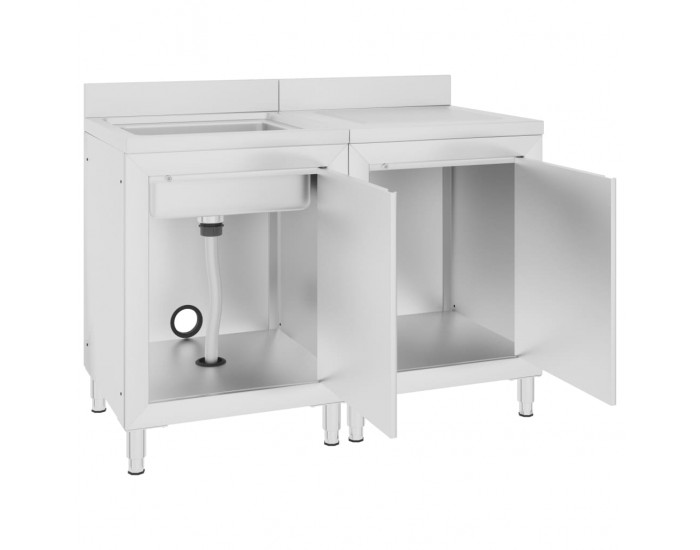 Sonata Търговски кухненски шкаф за мивка, инокс, 120x60x96 см