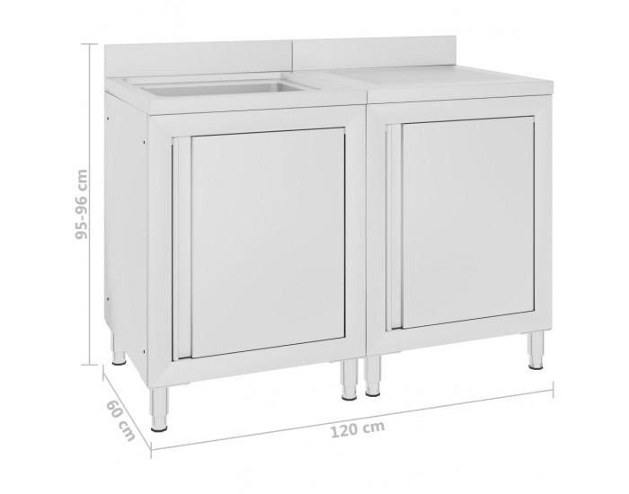 Sonata Търговски кухненски шкаф за мивка, инокс, 120x60x96 см Sonata Търговски кухненски шкаф за мивка, инокс, 120x60x96 см