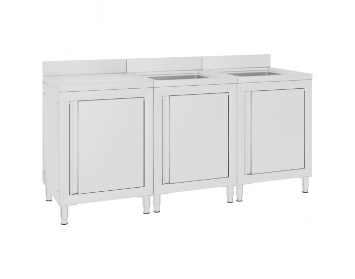 Sonata Търговски кухненски шкаф за мивка, 180x60x96 см, инокс