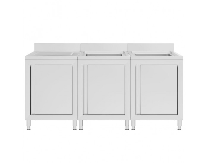 Sonata Търговски кухненски шкаф за мивка, 180x60x96 см, инокс