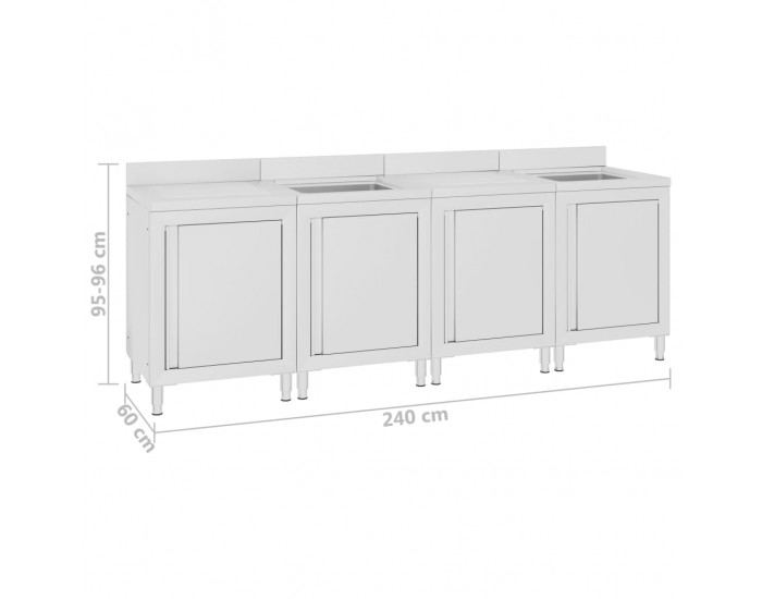 Sonata Търговски кухненски шкаф за мивка, 240x60x96 см, инокс Sonata Търговски кухненски шкаф за мивка, 240x60x96 см, инокс