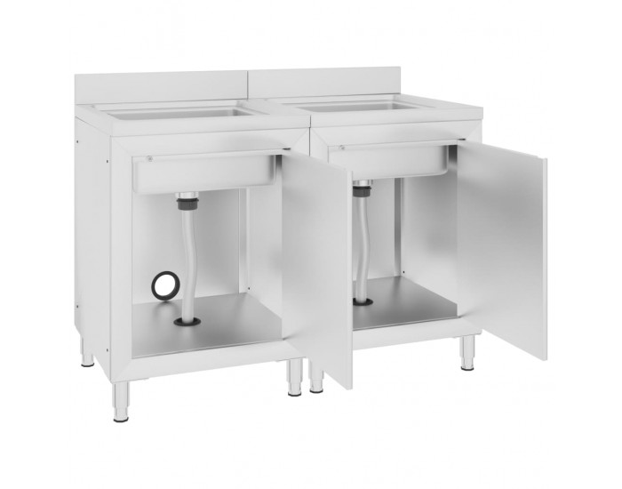 Sonata Търговски кухненски шкафове за мивки 2 бр неръждаема стомана