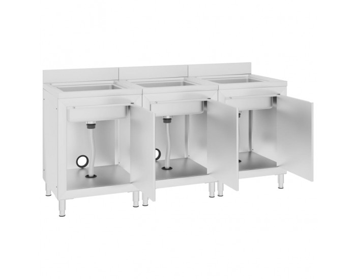Sonata Търговски кухненски шкафове за мивки 3 бр неръждаема стомана
