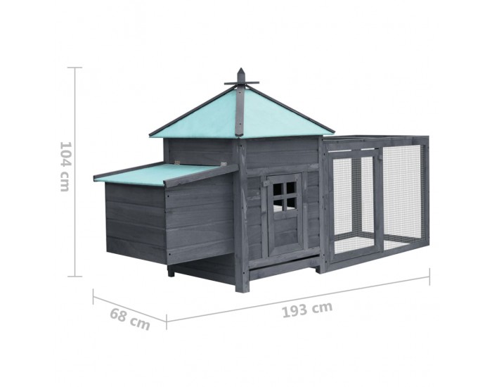 Sonata Птичарник с места за гнездене, сив, 193x68x104 см, масивен чам