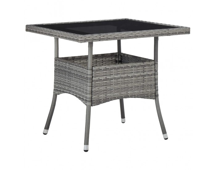 Sonata Градински трапезен комплект, 3 части, сив, полиратан и стъкло Sonata Градински трапезен комплект, 3 части, сив, полиратан и стъкло