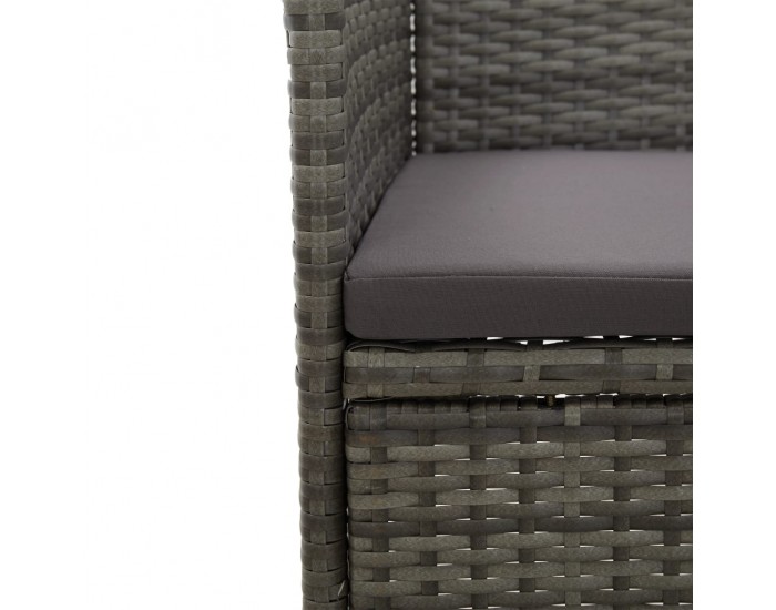 Sonata Градински трапезен комплект, 3 части, сив, полиратан и стъкло Sonata Градински трапезен комплект, 3 части, сив, полиратан и стъкло