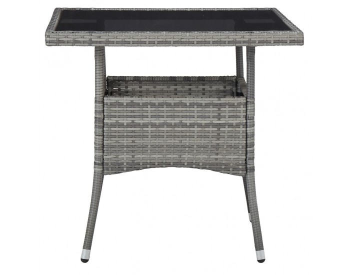 Sonata Градински трапезен комплект, 3 части, сив, полиратан и стъкло Sonata Градински трапезен комплект, 3 части, сив, полиратан и стъкло