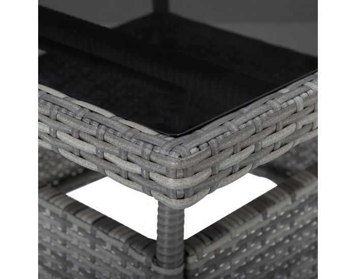 Sonata Градински трапезен комплект, 3 части, сив, полиратан и стъкло Sonata Градински трапезен комплект, 3 части, сив, полиратан и стъкло