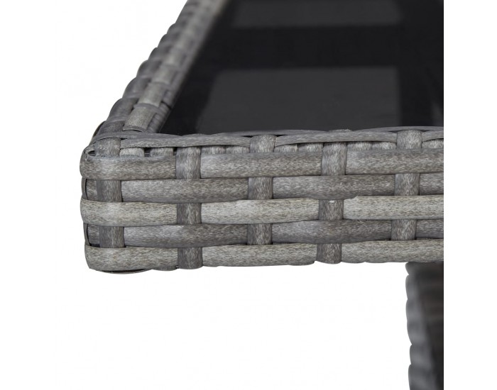 Sonata Градински трапезен комплект, 3 части, сив, полиратан и стъкло Sonata Градински трапезен комплект, 3 части, сив, полиратан и стъкло