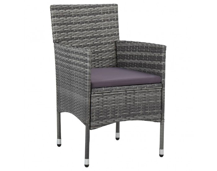 Sonata Градински трапезен комплект, 3 части, сив, полиратан и стъкло Sonata Градински трапезен комплект, 3 части, сив, полиратан и стъкло