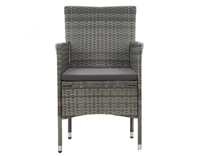 Sonata Градински трапезен комплект, 3 части, сив, полиратан и стъкло Sonata Градински трапезен комплект, 3 части, сив, полиратан и стъкло