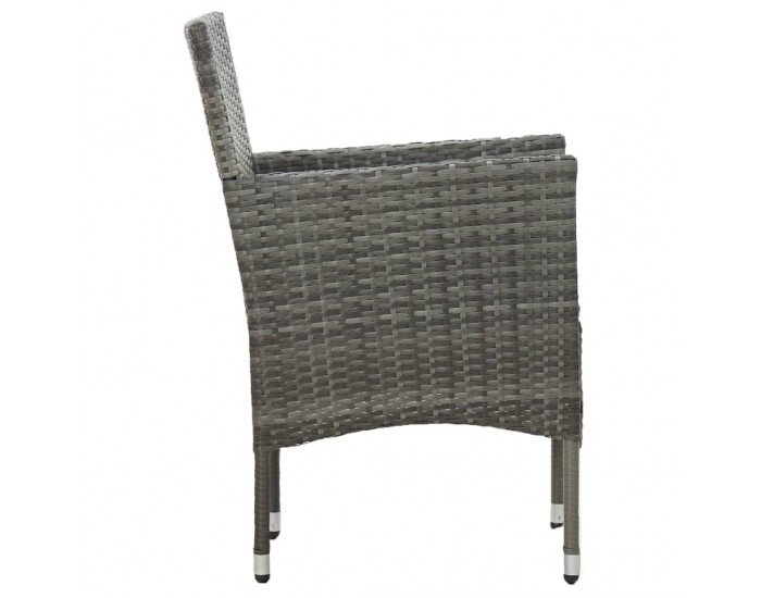 Sonata Градински трапезен комплект, 3 части, сив, полиратан и стъкло Sonata Градински трапезен комплект, 3 части, сив, полиратан и стъкло