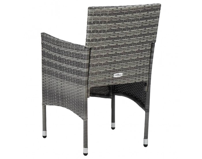 Sonata Градински трапезен комплект, 3 части, сив, полиратан и стъкло Sonata Градински трапезен комплект, 3 части, сив, полиратан и стъкло