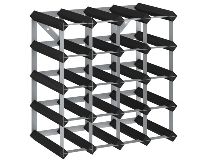 Sonata Стойка за вино за 20 бутилки, черна, масивна борова дървесина