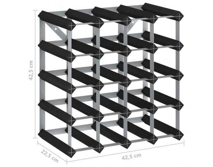 Sonata Стойка за вино за 20 бутилки, черна, масивна борова дървесина