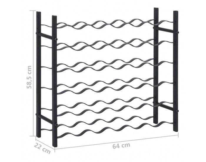 Sonata Стойка за вино за 36 бутилки, черна, желязна