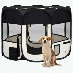 Sonata Сгъваема кучешка кошара с чанта за носене, черна, 90x90x58 см - Домашни любимци