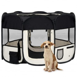 Sonata Сгъваема кучешка кошара с чанта за носене, черна, 110x110x58 см - Домашни любимци