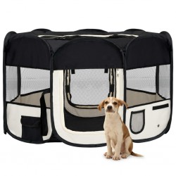 Sonata Сгъваема кучешка кошара с чанта за носене, черна, 125x125x61 см - Домашни любимци