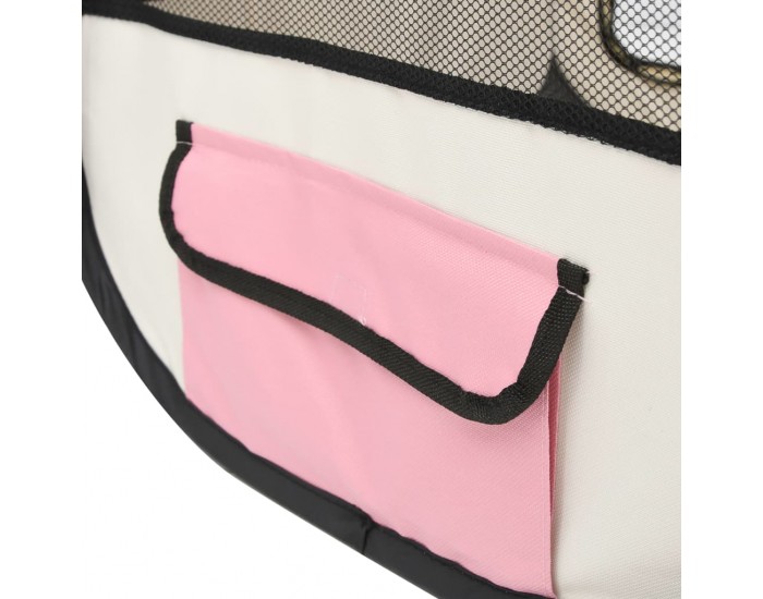 Sonata Сгъваема кучешка кошара с чанта за носене розова 90x90x58 см