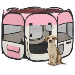 Sonata Сгъваема кучешка кошара с чанта за носене розова 90x90x58 см - Домашни любимци