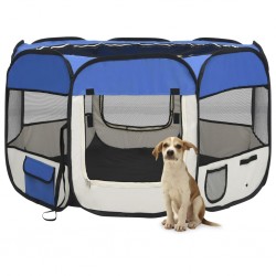 Sonata Сгъваема кучешка кошара с чанта за носене, синя, 110x110x58 см - Домашни любимци
