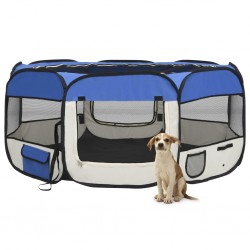 Sonata Сгъваема кучешка кошара с чанта за носене, синя, 145x145x61 см - Домашни любимци