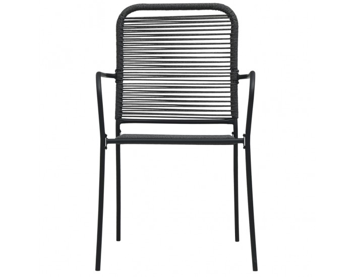 Sonata Градински трапезен комплект 5 части памучно въже стомана черен Sonata Градински трапезен комплект 5 части памучно въже стомана черен