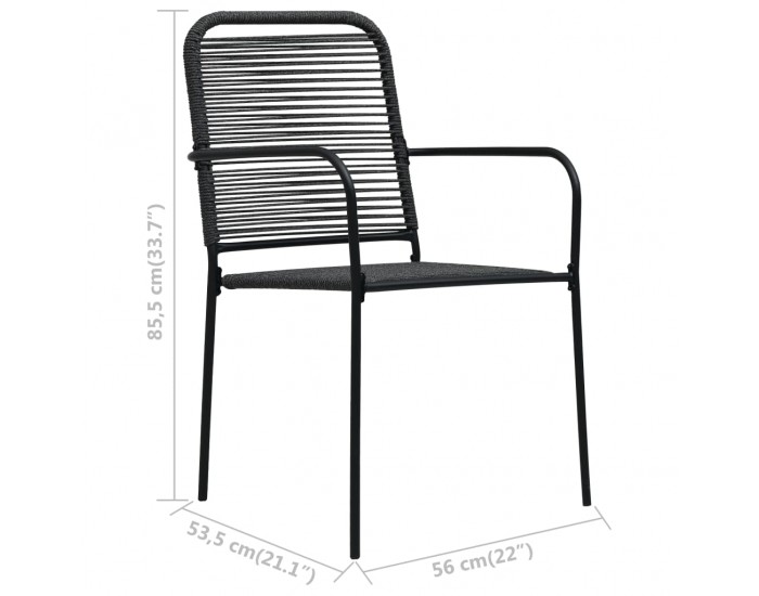 Sonata Градински трапезен комплект 5 части памучно въже стомана черен Sonata Градински трапезен комплект 5 части памучно въже стомана черен