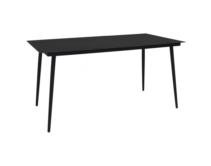 Sonata Градински трапезен комплект 9 части памучно въже стомана черен Sonata Градински трапезен комплект 9 части памучно въже стомана черен