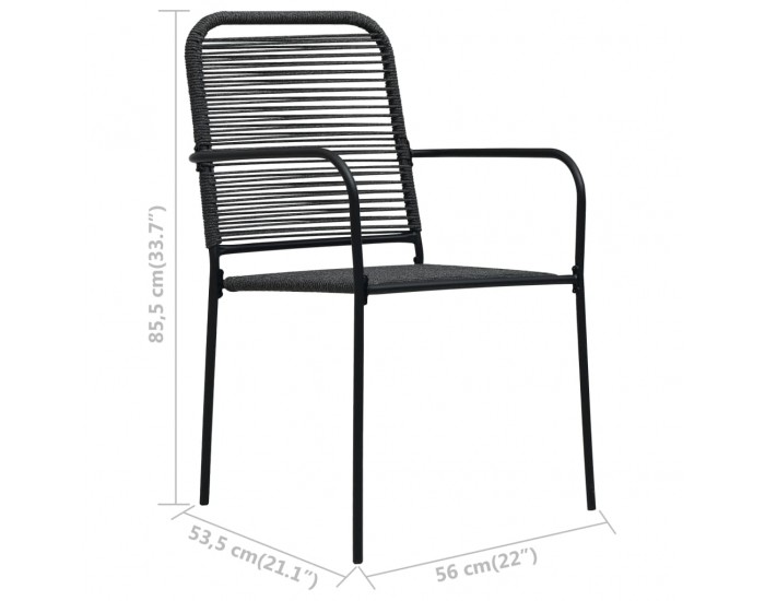 Sonata Градински трапезен комплект 9 части памучно въже стомана черен Sonata Градински трапезен комплект 9 части памучно въже стомана черен