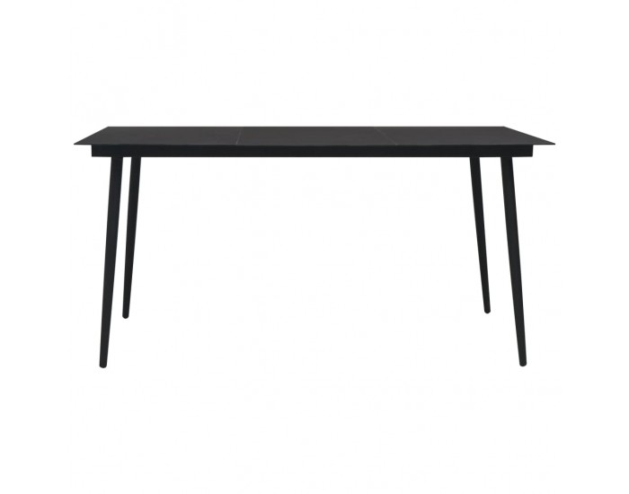 Sonata Градински трапезен комплект 9 части памучно въже стомана черен Sonata Градински трапезен комплект 9 части памучно въже стомана черен